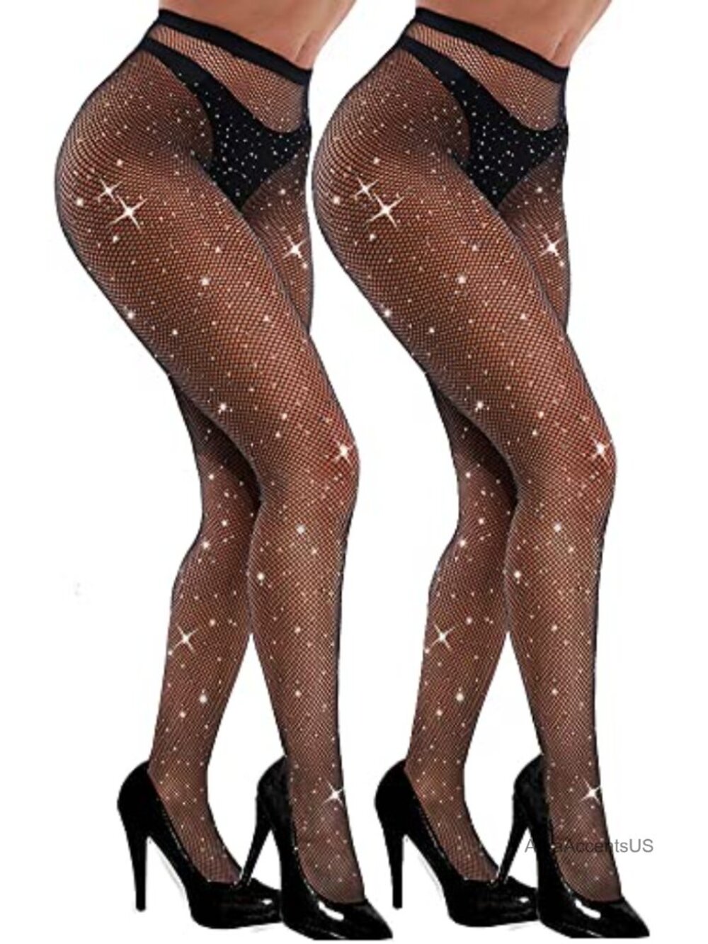 Sparkly Fishnet Tights High Waist Rhinestone Stockings for Women Party